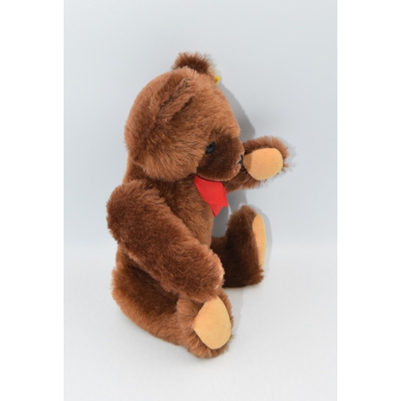 Vintage 1980's Teddy Bear Steiff Chocolate Mohair Jointed 0206/26 Button Tag - Picture 5 of 11